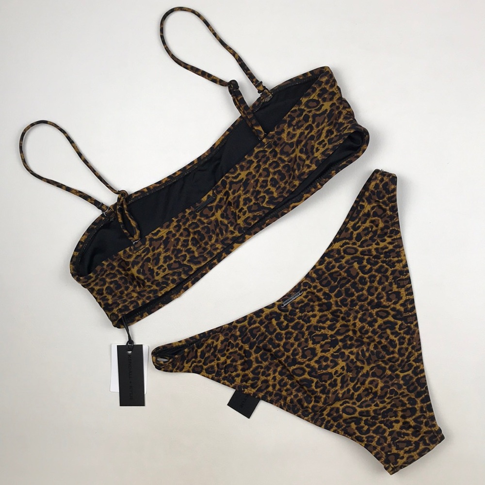 KENDALL & KYLIE Leopard High Waist Bandeau Bikini NWT - Picture 4 of 16